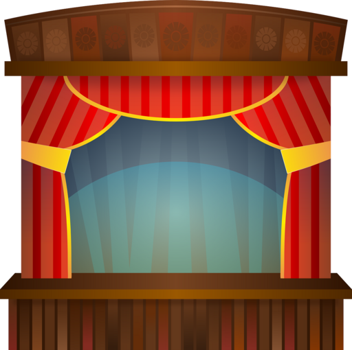Ein Puppentheater mit geöffnetem Vorhang